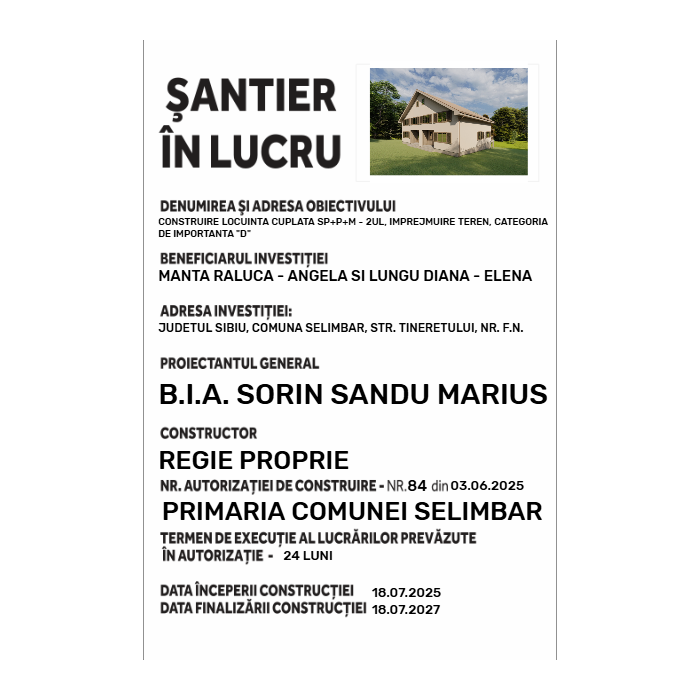 Panou şantier în lucru