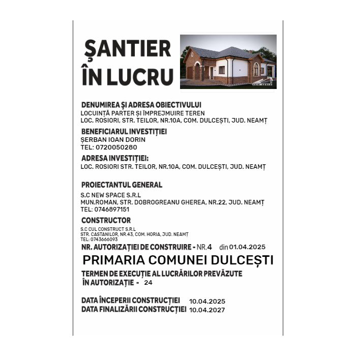 Panou şantier în lucru