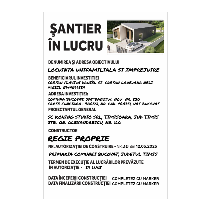 Panou şantier în lucru
