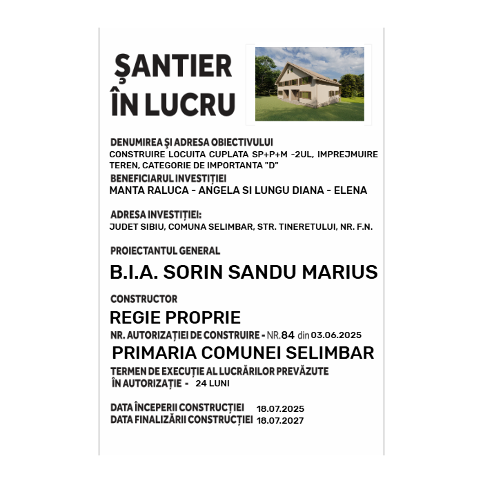 Panou şantier în lucru