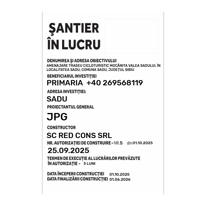 Panou şantier în lucru