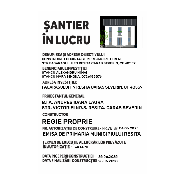 Panou şantier în lucru