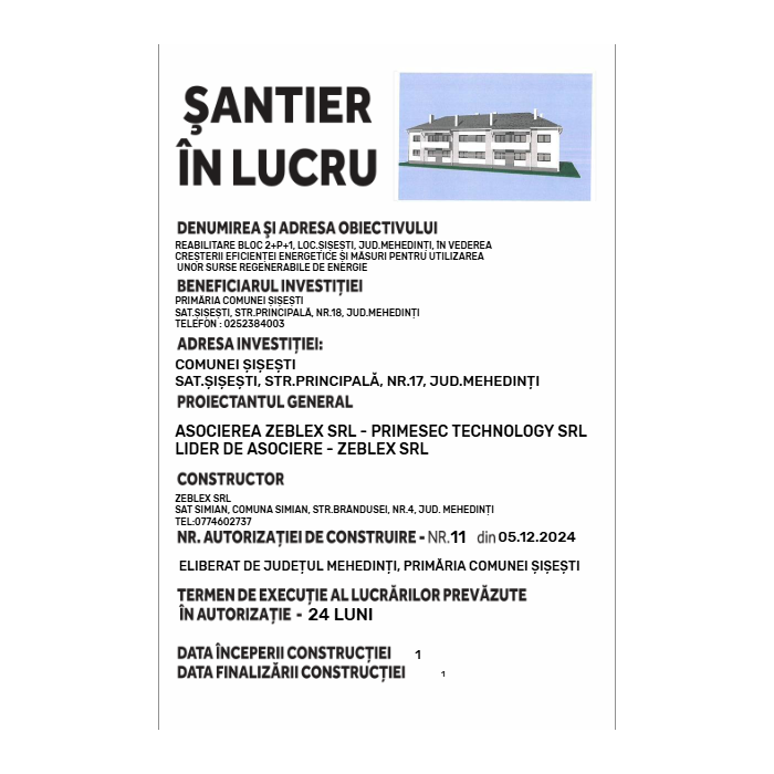 Panou şantier în lucru