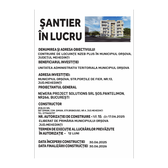 Panou şantier în lucru