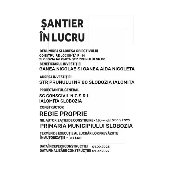 Panou şantier în lucru