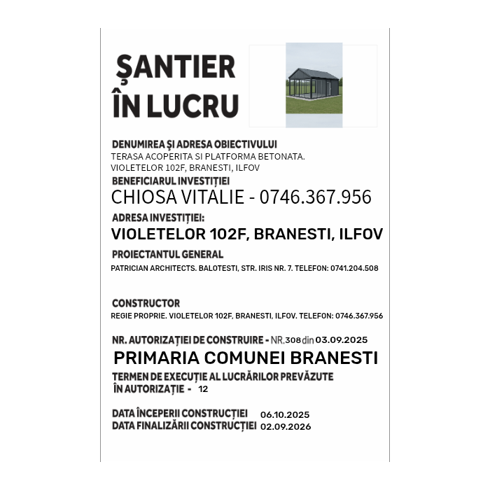 Panou şantier în lucru