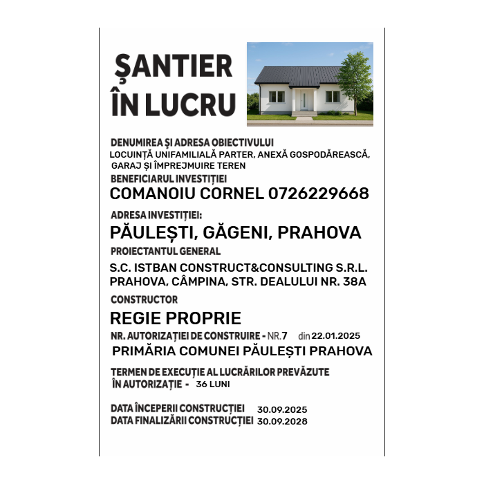 Panou şantier în lucru
