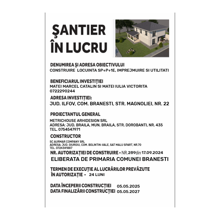 Panou şantier în lucru