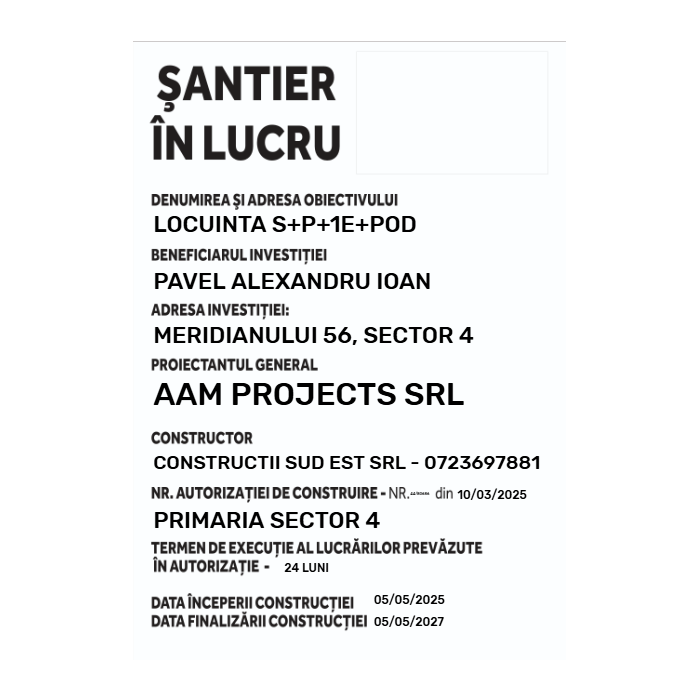 Panou şantier în lucru
