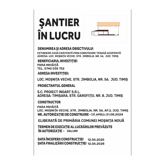 Panou şantier în lucru