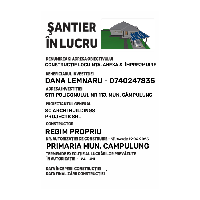 Panou şantier în lucru