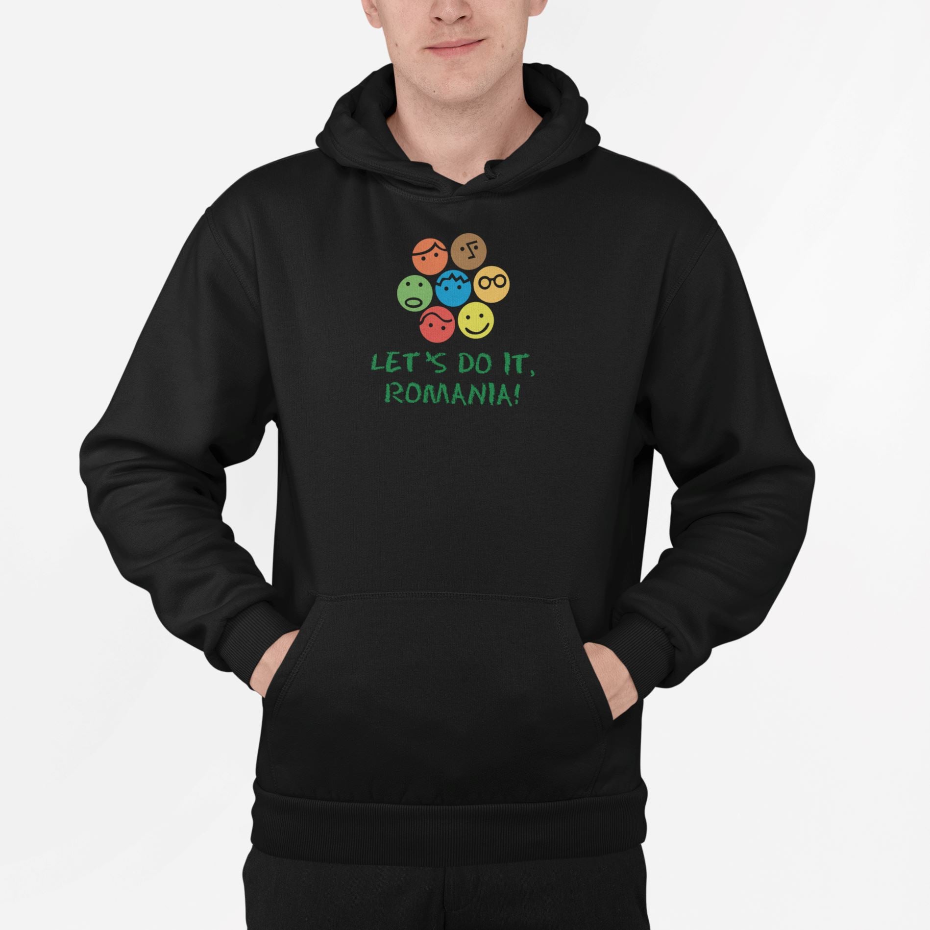 Hanorac negru Let's Do It, Romania! Tshirt TextileDivision 