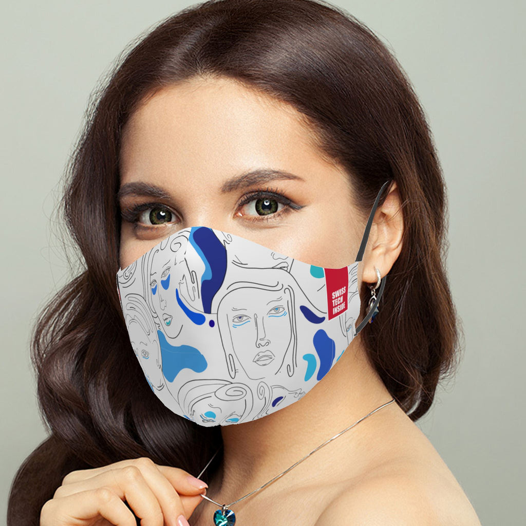 Mască Line Blue Face Textile Mask NotAnotherMask