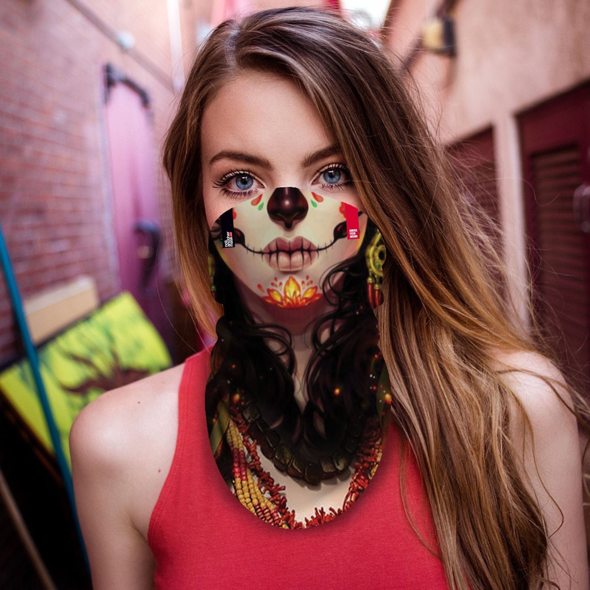 Neck-Gaiter Santa Muerte Neck Gaiters PrintCenterShop Long - 25x50 cm 