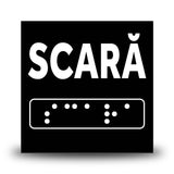 Plăcuță indicatoare Braille - Scara Indicator Braille PrintCenter.ro Shop Negru 