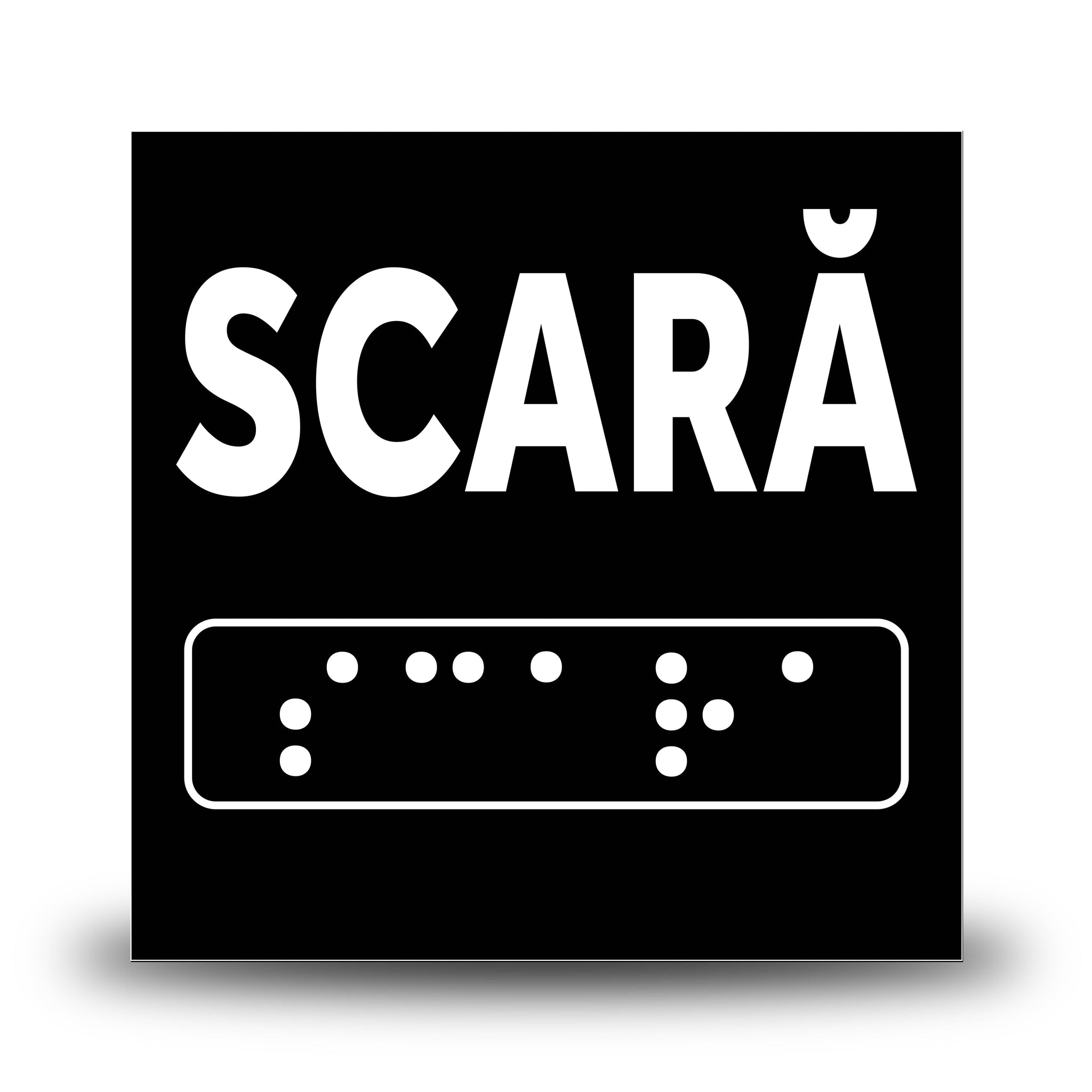 Plăcuță indicatoare Braille - Scara Indicator Braille PrintCenter.ro Shop Negru 