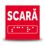 Plăcuță indicatoare Braille - Scara Indicator Braille PrintCenter.ro Shop Rosu 