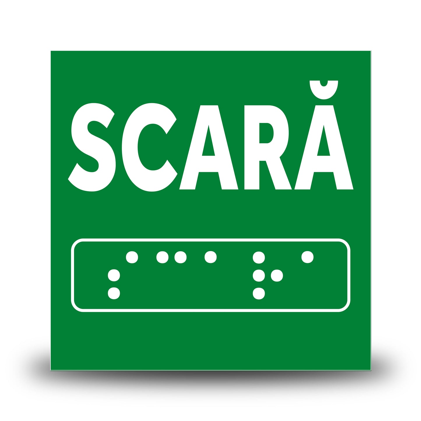 Plăcuță indicatoare Braille - Scara Indicator Braille PrintCenter.ro Shop Verde 