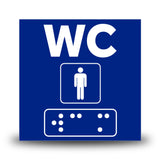 Plăcuță indicatoare Braille - WC Barbati Indicator Braille PrintCenter.ro Shop Albastru 