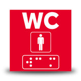 Plăcuță indicatoare Braille - WC Barbati Indicator Braille PrintCenter.ro Shop Rosu 