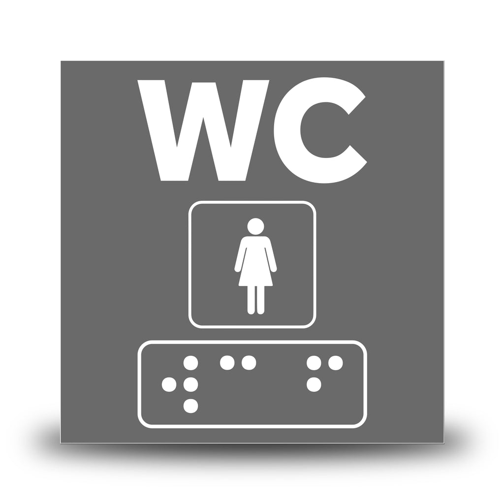 Plăcuță indicatoare Braille - WC Femei Indicator Braille PrintCenter.ro Shop Antracit 