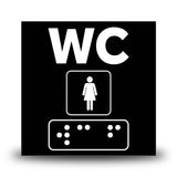 Plăcuță indicatoare Braille - WC Femei Indicator Braille PrintCenter.ro Shop Negru 