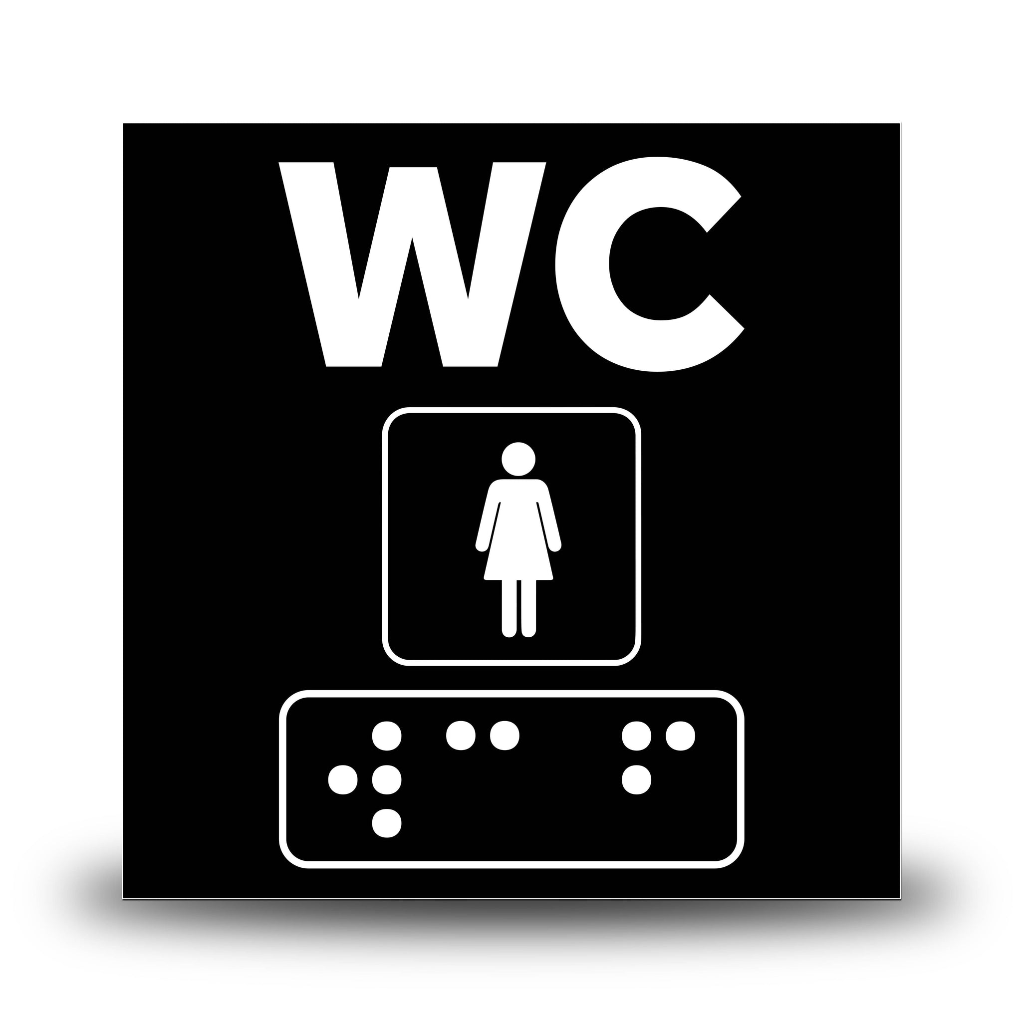 Plăcuță indicatoare Braille - WC Femei Indicator Braille PrintCenter.ro Shop Negru 