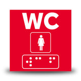 Plăcuță indicatoare Braille - WC Femei Indicator Braille PrintCenter.ro Shop Rosu 