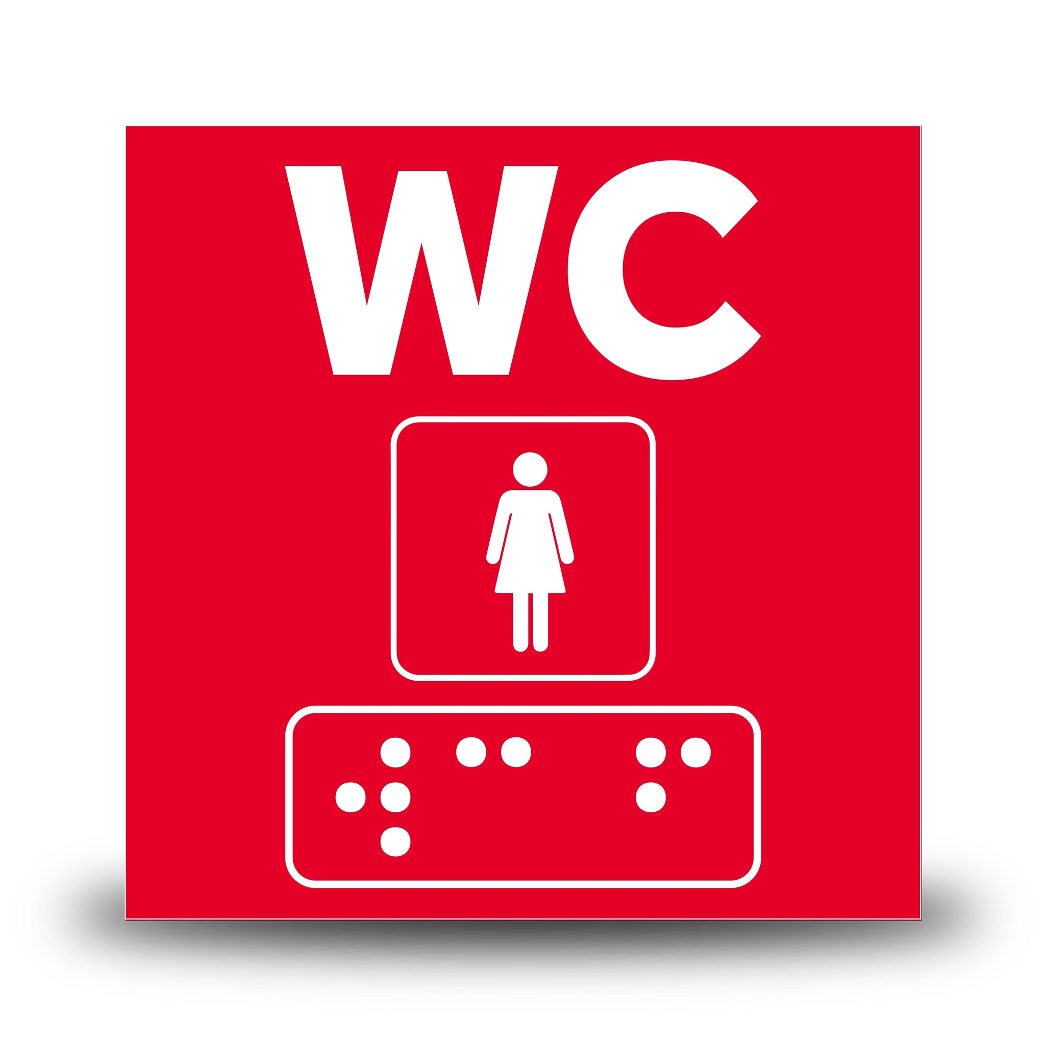 Plăcuță indicatoare Braille - WC Femei Indicator Braille PrintCenter.ro Shop Rosu 