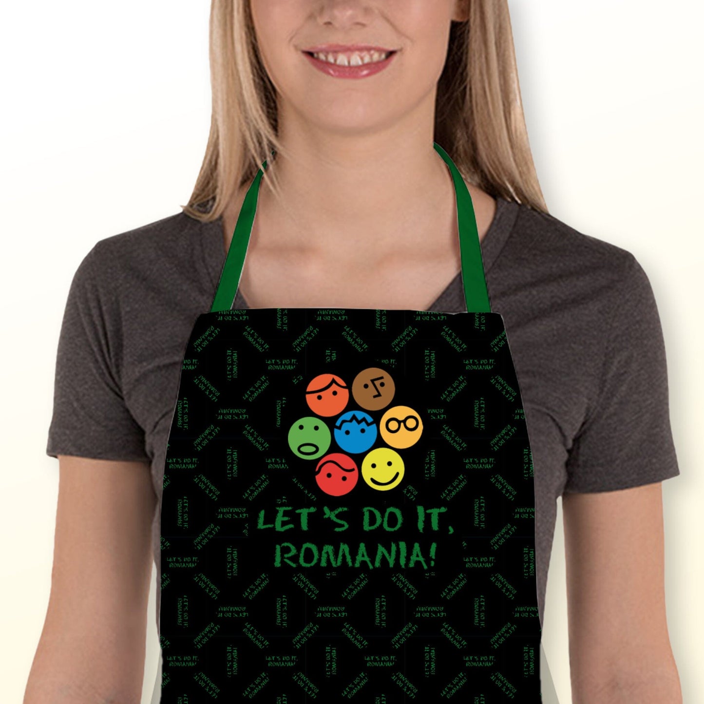 Șorț de bucătărie pentru femei Let's Do It, Romania! Aprons TextileDivision 